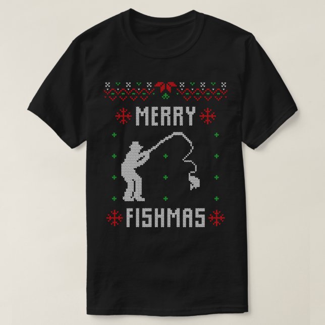Camiseta Feliz Fishmas Engraçado Natal Xmas Para Peixes (Frente do Design)