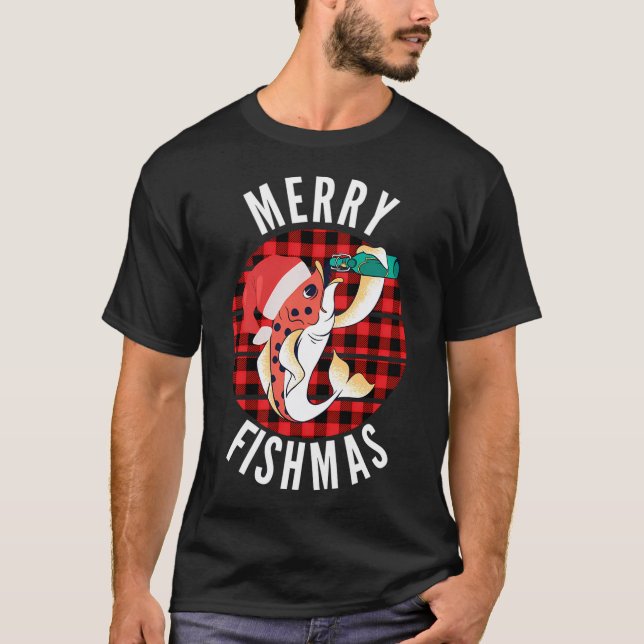 Camiseta Feliz Fishmas Fun Pescador Natal (Frente)