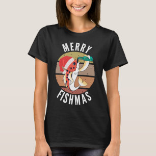 Camiseta Feliz Fishmas Fun Pescador Natal