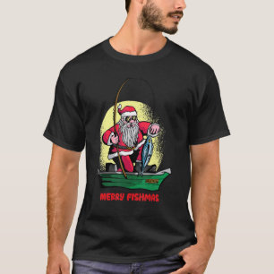 Camiseta Feliz Fishmas Natal Pescador Papai Noel Chrsitmas