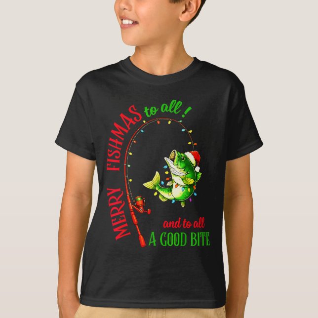 Camiseta Feliz Fishmas Para Todos Os Pescadores Engraçados  (Frente)