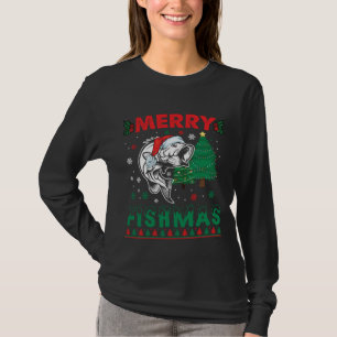 Camiseta Feliz Fishmas Peixe Pai Pescador Natal
