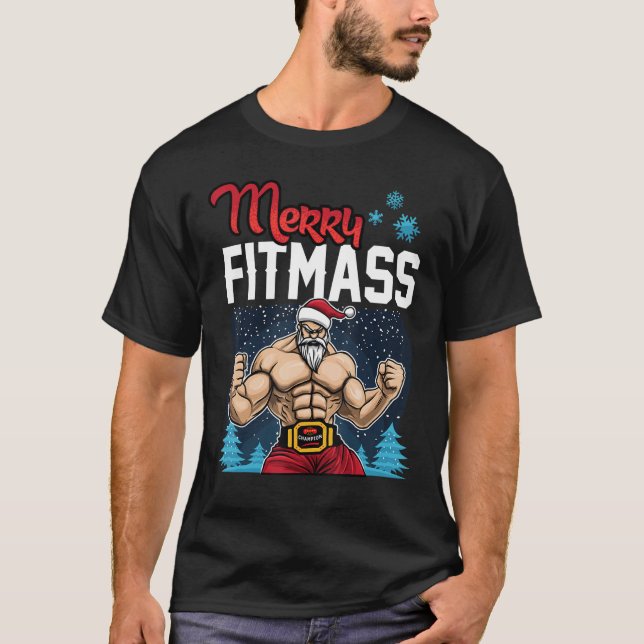 Camiseta Feliz Fitmass - Ensinador Engraçado de Gym Workout (Frente)