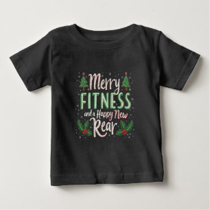 Camiseta Feliz Fitness e Feliz Ano Novo Treino de Musculaçã
