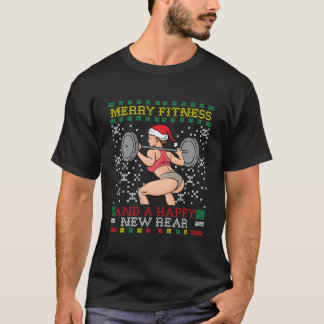 Camiseta Feliz Fitness E Um Feliz Ano Novo Na Bunda Dona Sa