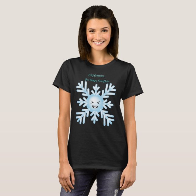 Camiseta Feliz Floco de Neve Emoticon Thunder_Cove (Frente Completa)
