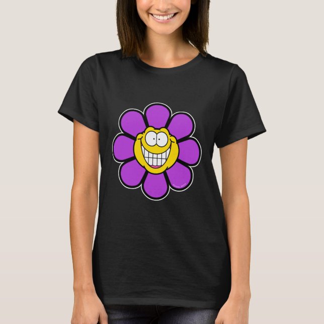 Camiseta Feliz Flor Roxo (Frente)