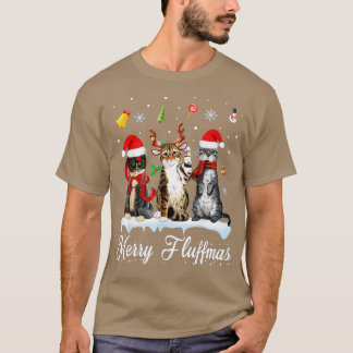 Camiseta Feliz Fluffmas 3 Gatos Natal Gatos Gatos Gatos