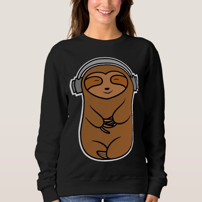 Camiseta Feliz Fones de ouvido Sloth (Frente)