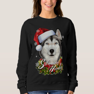 Camiseta Feliz Furry White Siberian Husky Dog Natal San