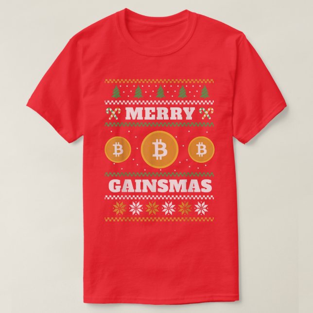 Camiseta Feliz Gainsmas Bitmoney Febre Suor de Natal Feio (Frente do Design)