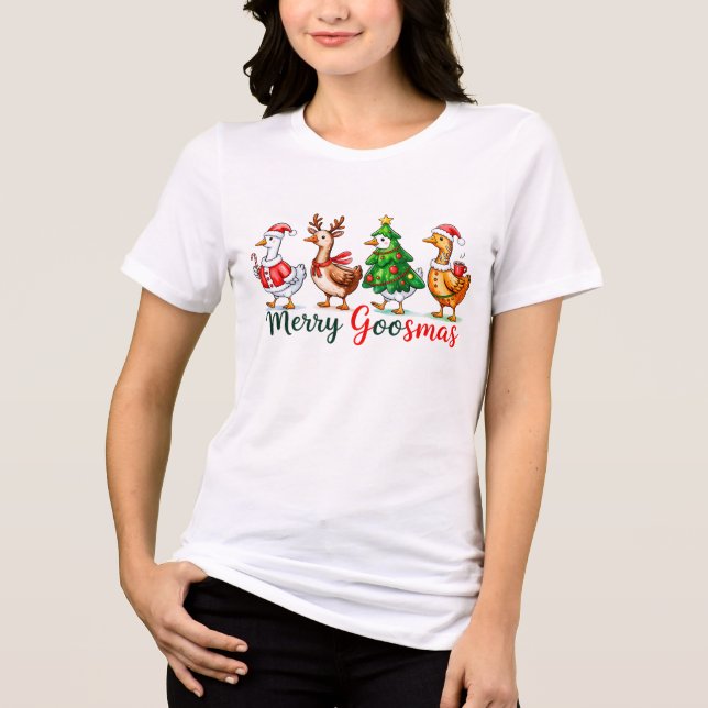 Camiseta Feliz Gansmas Natal Ganso Engraçado (Frente)