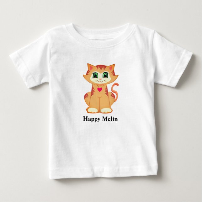 Camiseta Feliz Gatinho Laranja Melin (Frente)