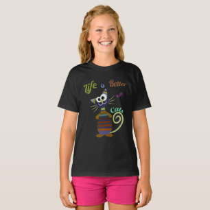 Camiseta Feliz gato colorido
