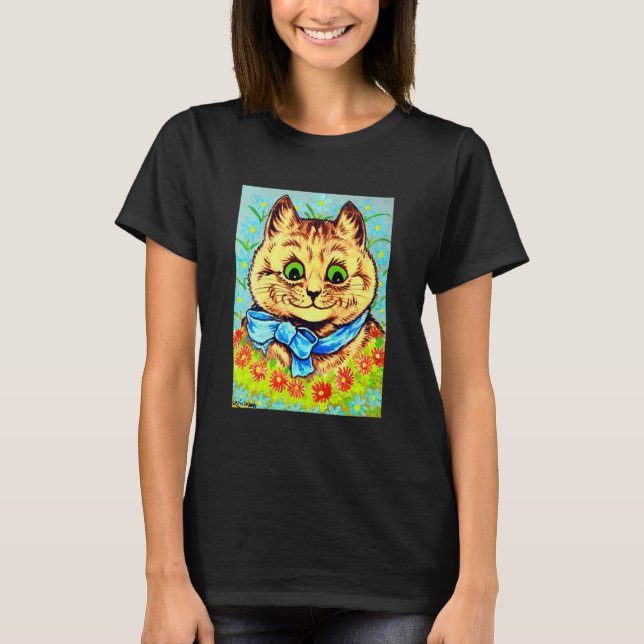 Camiseta Feliz gato de flor de Louis Wain (Frente)