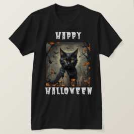 Camiseta Feliz Gato de Halloween
