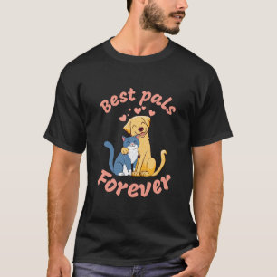 Camiseta Feliz Gato e Feliz Cachorro. Os melhores amigos pa
