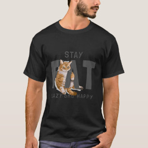 Camiseta Feliz Gato Engraçado Gato Preguiçoso Povoado