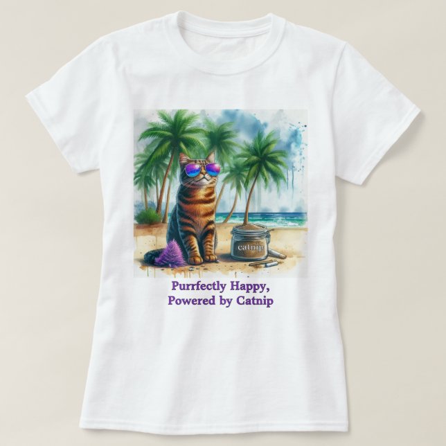 Camiseta Feliz Gato Gato Engraçado Amantes de Gato (Frente do Design)