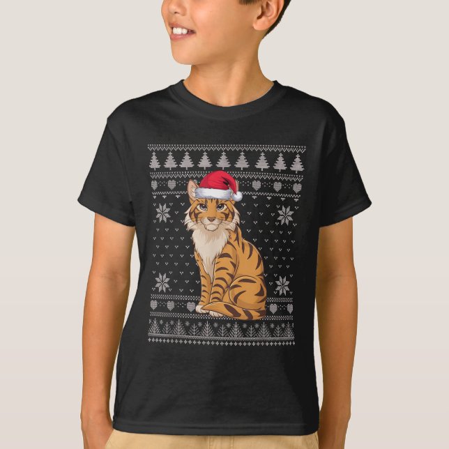 Camiseta Feliz Gato Gato Feio de Natal Papais noeis Xmas P (Frente)
