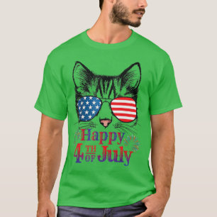 Camiseta Feliz Gato Patriótico Feliz 4 de julho Independênc