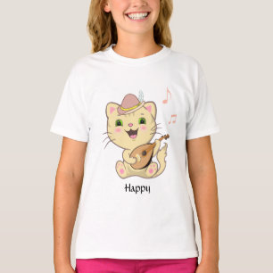 Camiseta Feliz Gato Persa Laranja Musical