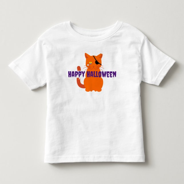 Camiseta Feliz Gato Pirata de Halloween (Frente)