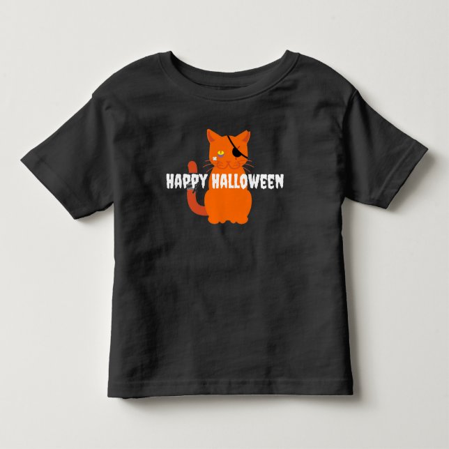 Camiseta Feliz Gato Pirata de Halloween (Frente)