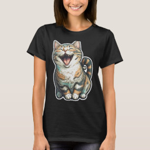 Camiseta Feliz Gato Rindo Gatinho Engraçado