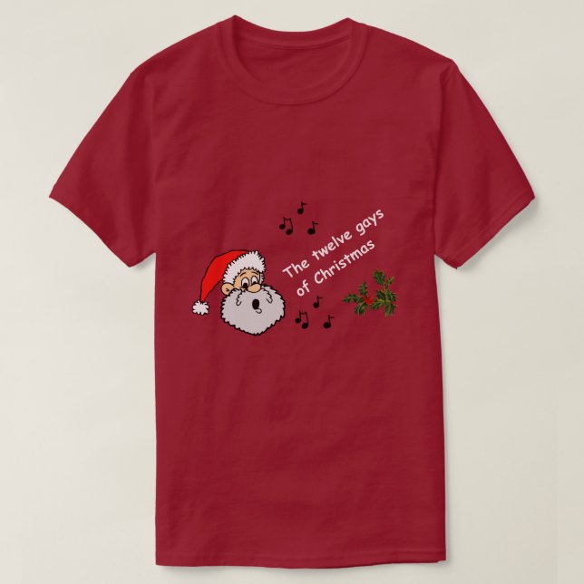 Camiseta Feliz Gay Natal As 12 Gay Da LGBTQ Natal (Frente do Design)