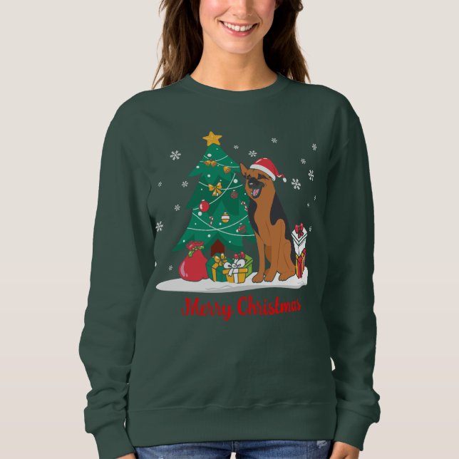 Camiseta Feliz German shepherd de Natal (Frente)