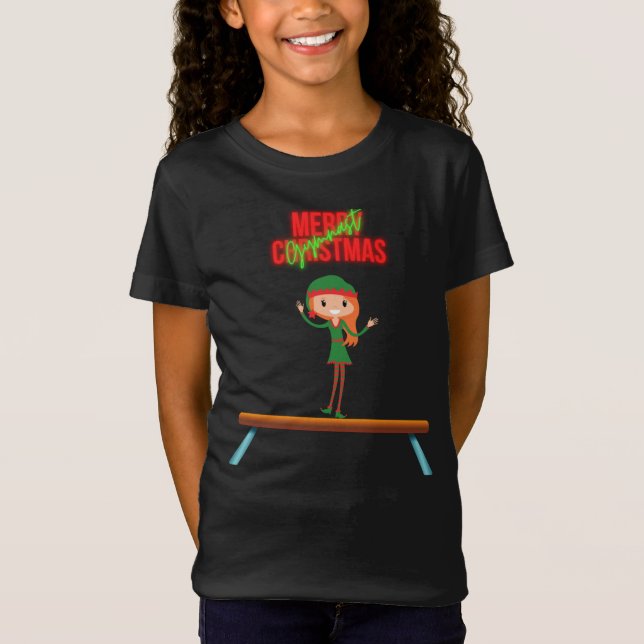Camiseta Feliz ginasta de Natal Elf (Frente)