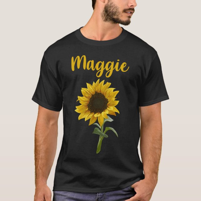 Camiseta Feliz Girassol - Nome da Maggie (Frente)
