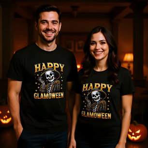 Camiseta Feliz Glamopolo Glamourous Halloween Skeleton