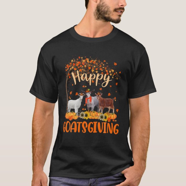 Camiseta Feliz Goatspuring Bonito Dia de Ação de Graças Pro (Frente)
