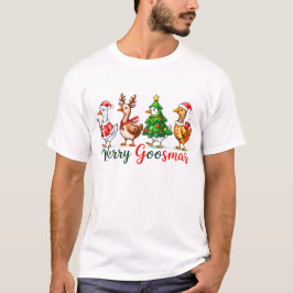 Camiseta Feliz Goosmas Natal Ganso Engraçado