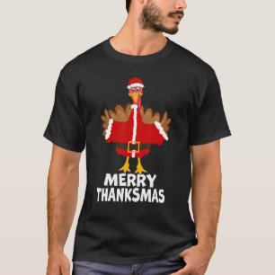 Camiseta Feliz Graças à Turquia Papai noel Natal de Ação de