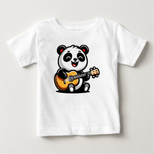 Camiseta Feliz Guitarista Panda - Design de Música Acústica