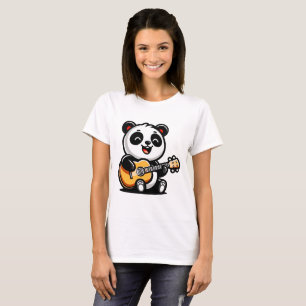 Camiseta Feliz Guitarista Panda - Design de Música Acústica