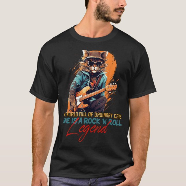 Camiseta Feliz guitarra com óculos de sol para Rock'n Roll (Frente)