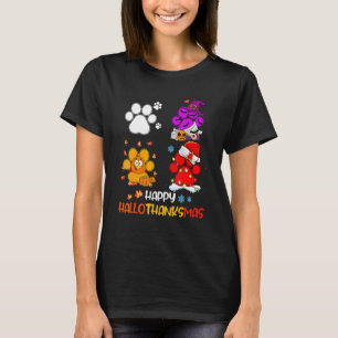 Camiseta Feliz HalloObrigadoMas Cachorros Pata Halloween Th