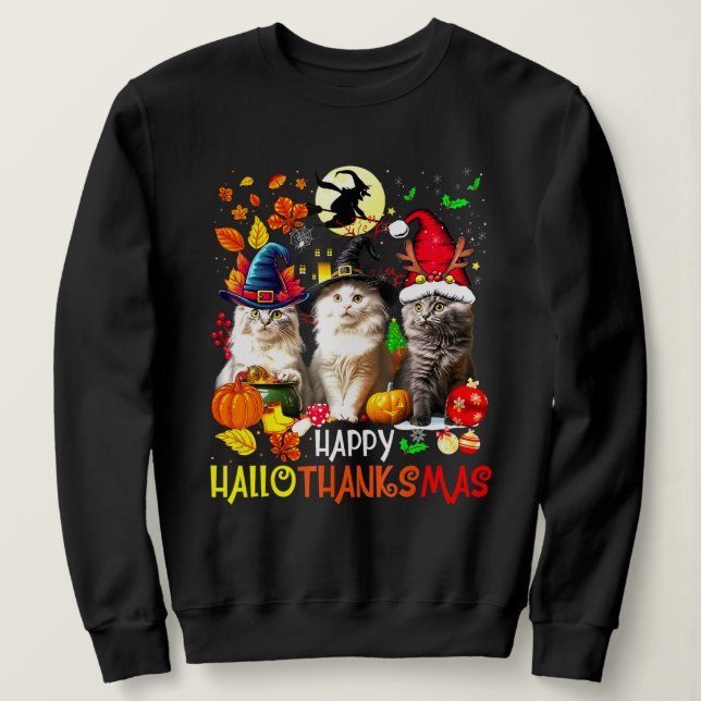 Camiseta Feliz HalloObrigadoMas Cats (Frente do Design)