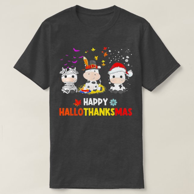 Camiseta Feliz HalloObrigadoMas Papais noeis Viram o Dia da (Frente do Design)