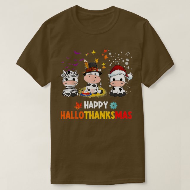 Camiseta Feliz HalloObrigadoMas Papais noeis Viram o Dia da (Frente do Design)
