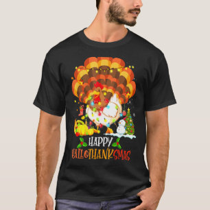 Camiseta Feliz Hallothanksmas Abóbora Peru Papai Noel Frang