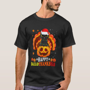 Camiseta Feliz Hallothanksmas Amante de Gato Preto Papai No