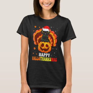 Camiseta Feliz Hallothanksmas Amante de Gato Preto Papai No