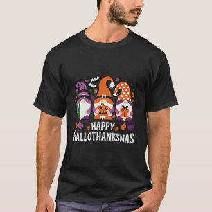 Camiseta Feliz Hallothanksmas Amante de Gnomos Natal Feliz