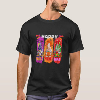 Camiseta Feliz Hallothanksmas Amante Gnome Halloween Alegre