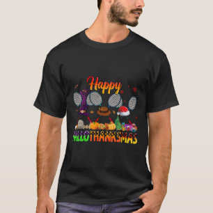 Camiseta Feliz Hallothanksmas Badminton Witch Hat no Natal